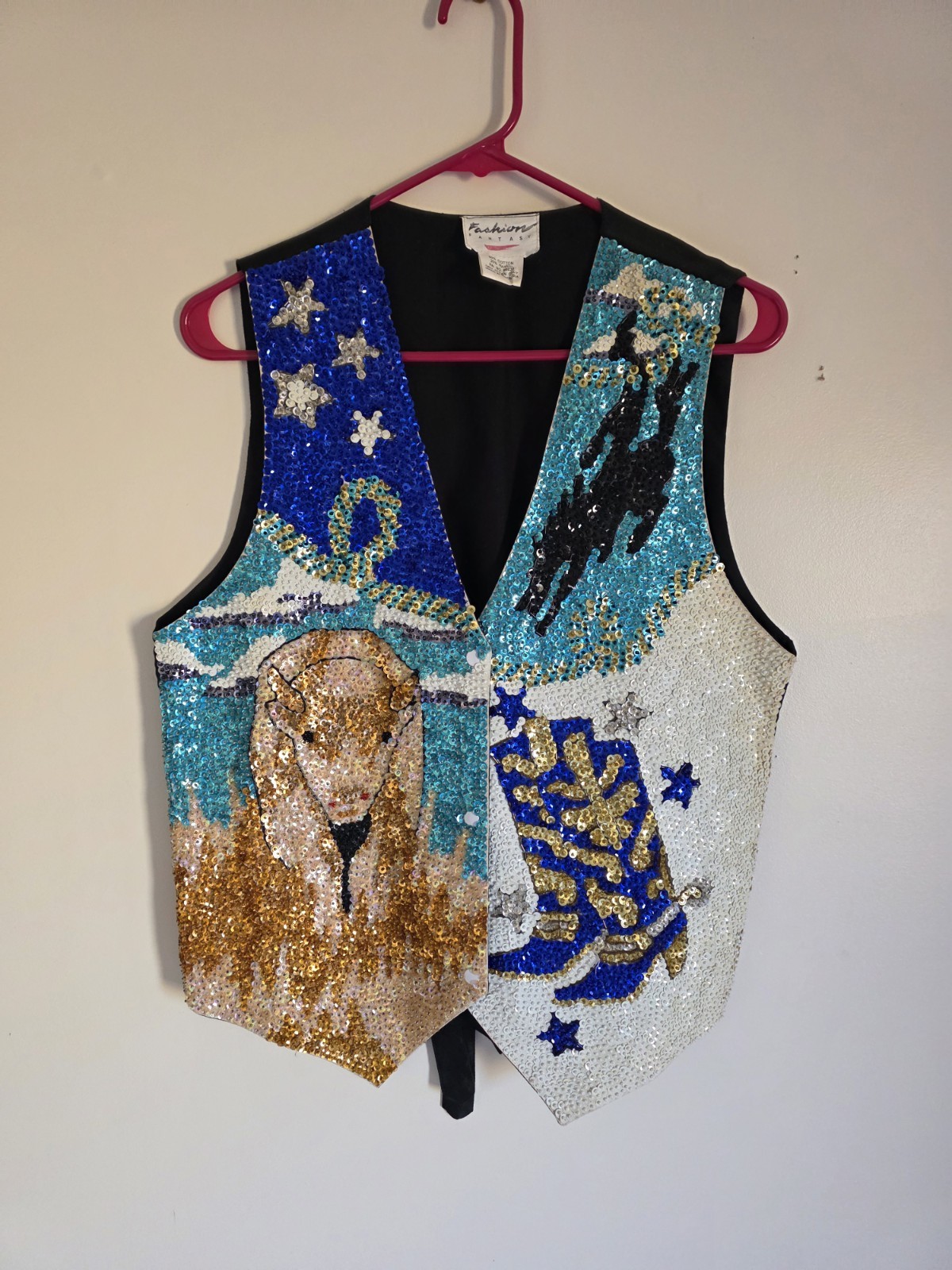 Vintage Fashion Fantasy Western Nostalgia Sequin Sleeveless Vest Women&rsquo;s Size L
