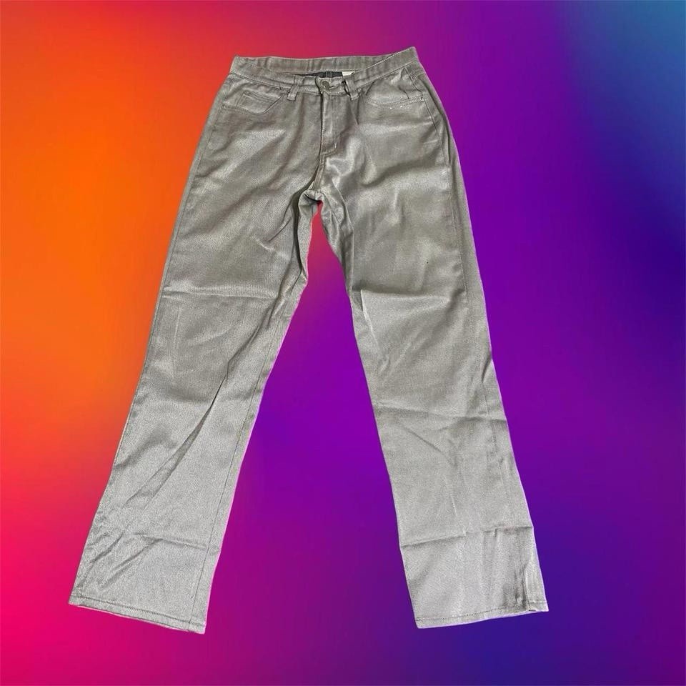 Vintage 90s WATCH LA Silver Metallic Jeans 28”