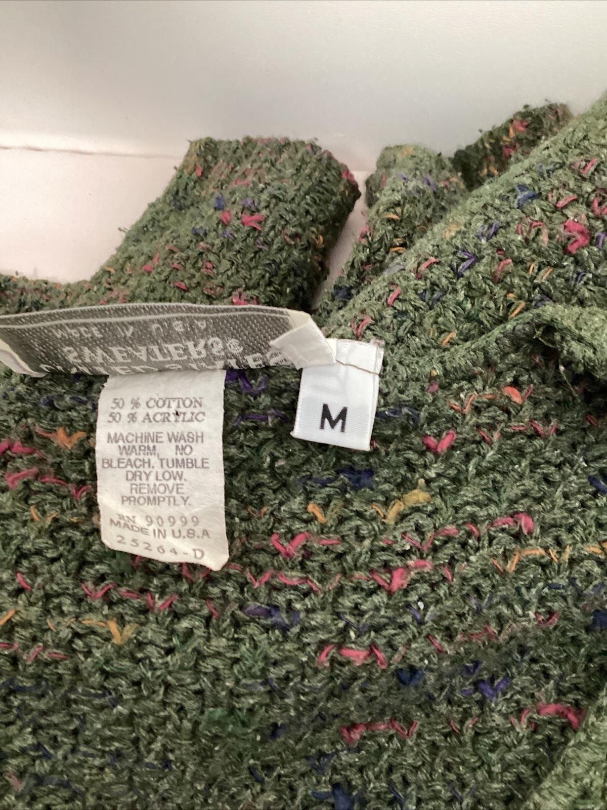 United States Sweaters Made In The USA Green/Multi Colored Oversized Sz M