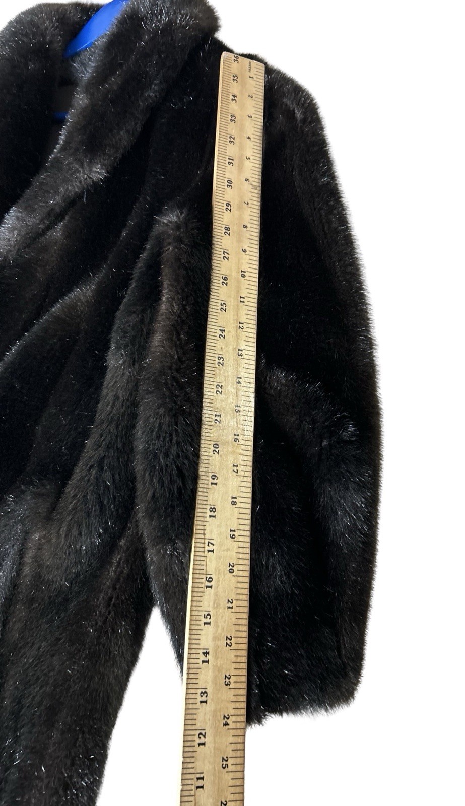 VTG Faux Fur Mid Length Coat Size READ Dark Brown Notch Collar Lined Pockets