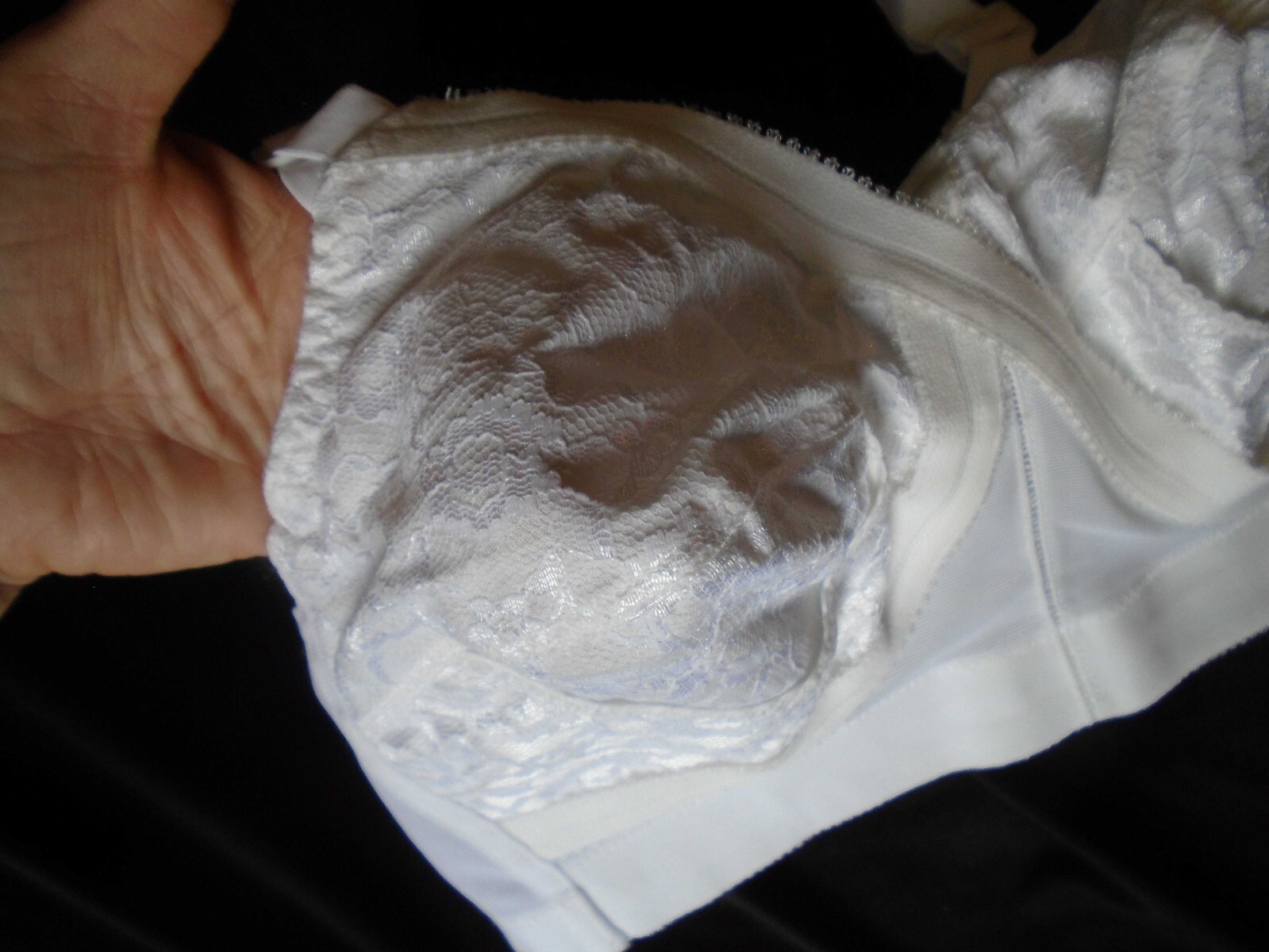 34D White Nylon & Lace Unlined Wireless Vintage Women&rsquo;s UNDERSCORE Bra #3621 34D