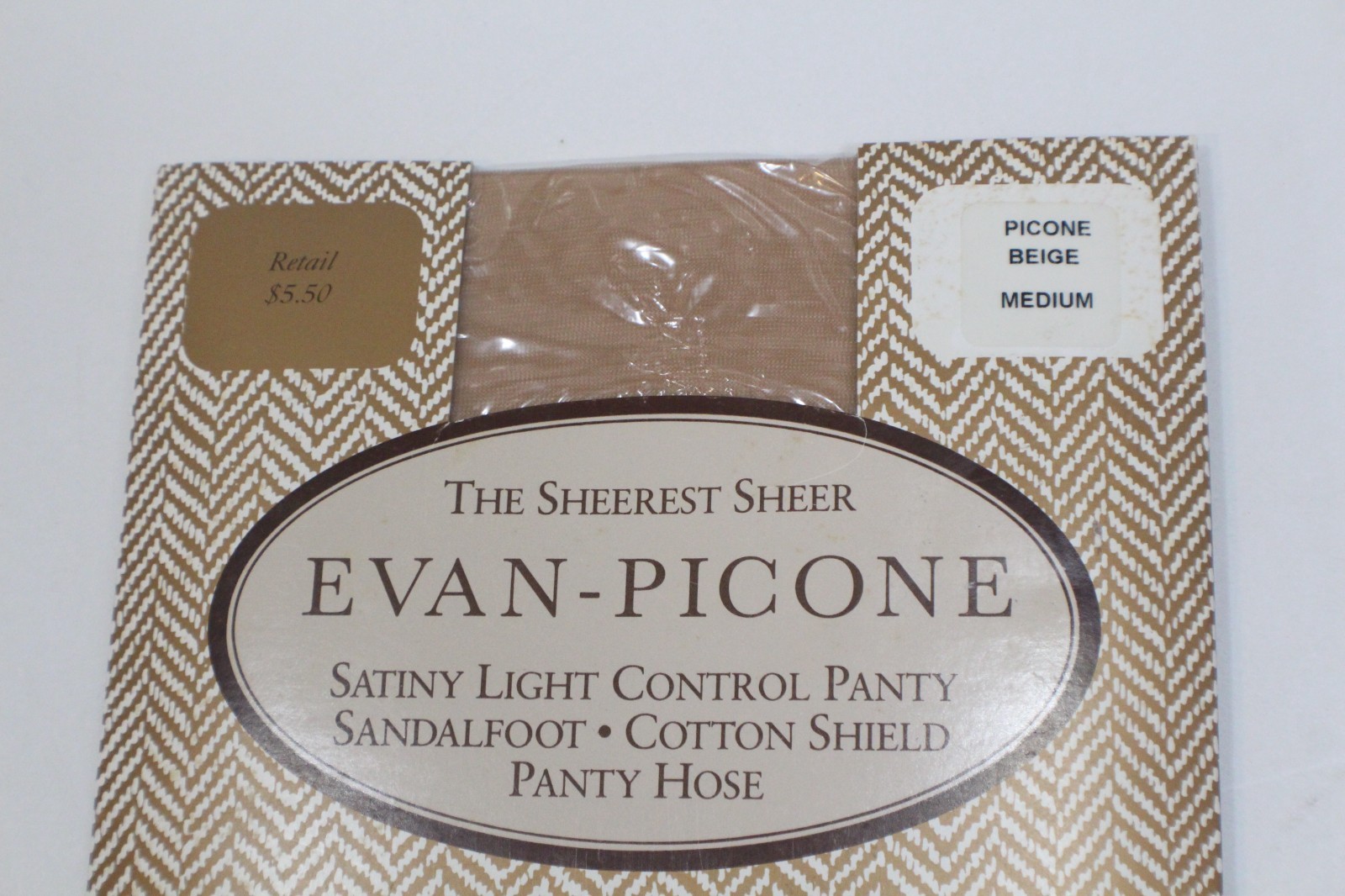 Vintage Evan Picone The Satiny Light Control Pantyhose Beige Medium Sandal Foot