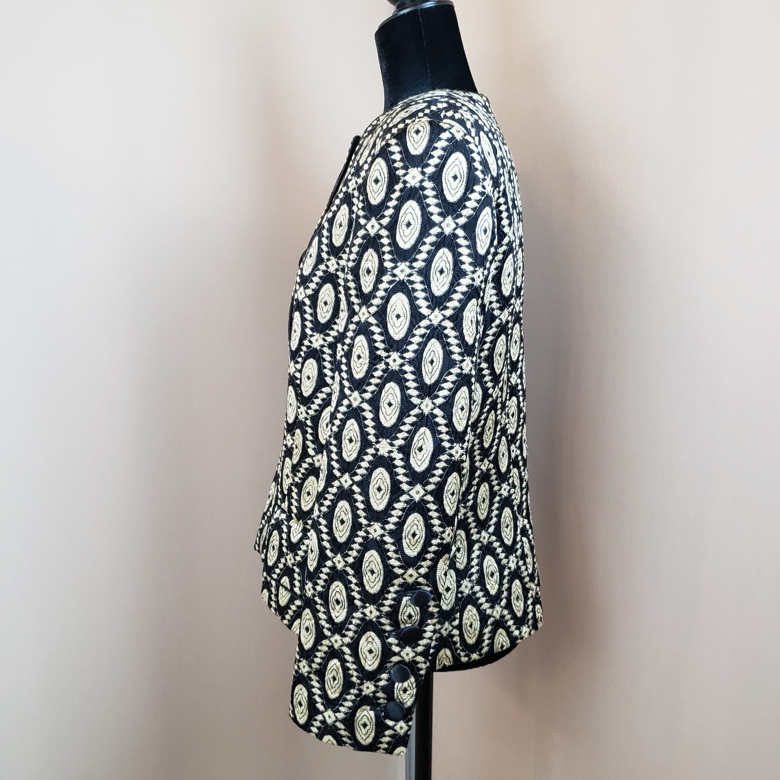 Vintage Escada Jacket 10/12 Wool Silk Blend Ethnic Print Artsy World Traveler
