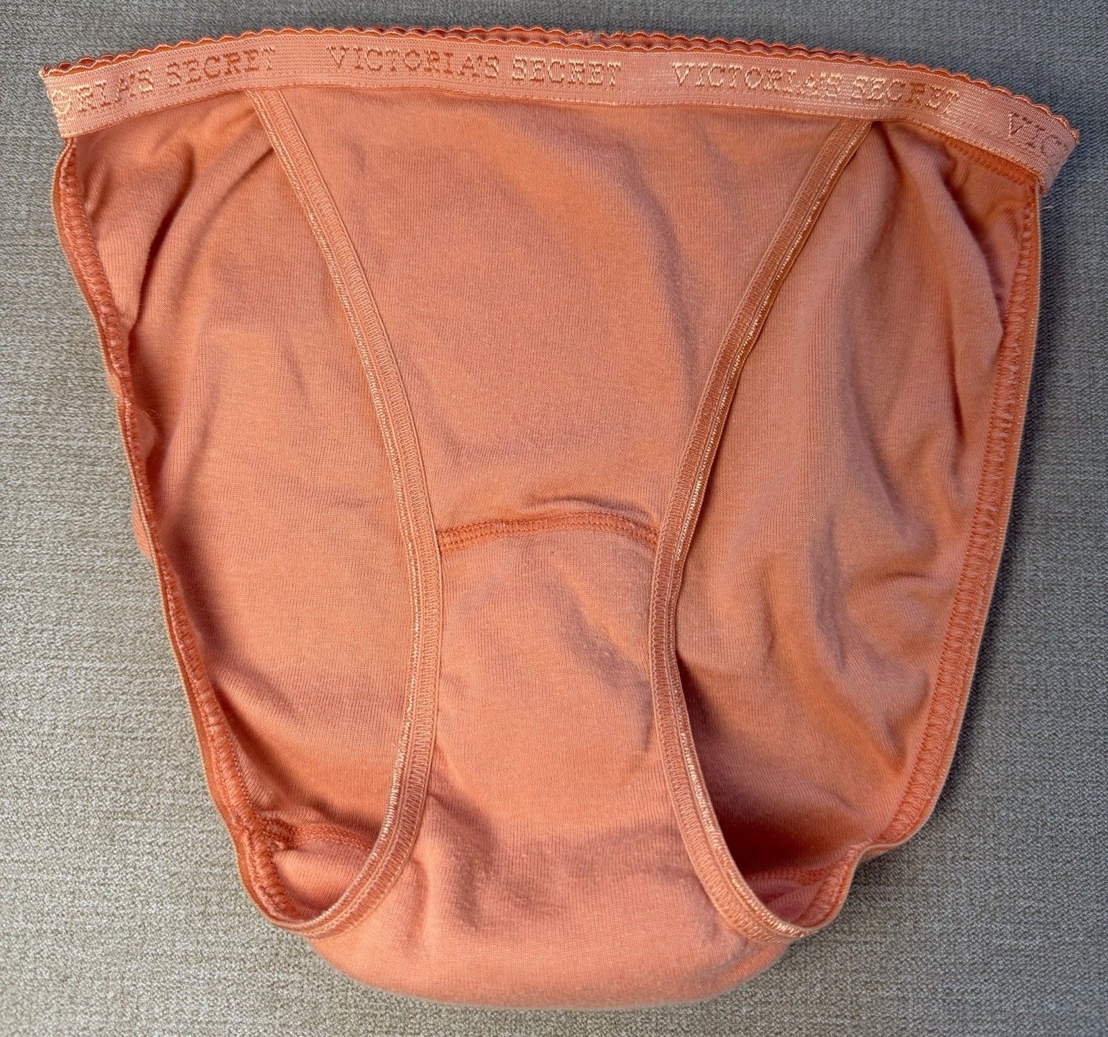 Vintage Victorias Secret Signature Waistband String Bikini Small Solid Orange