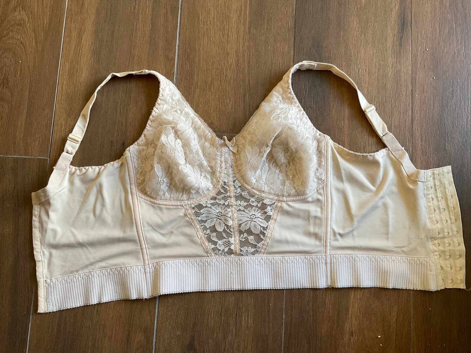 VTG Long Line Beige Bullet Bra Corset Bustier Cincher Shaper 34C Pin Up