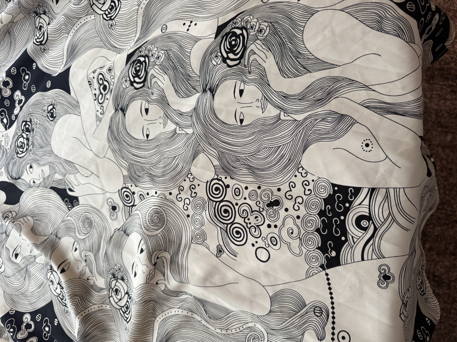 Unique Vintage Plus Size 1970s Psychedelic Goddess Print Maxi Dress