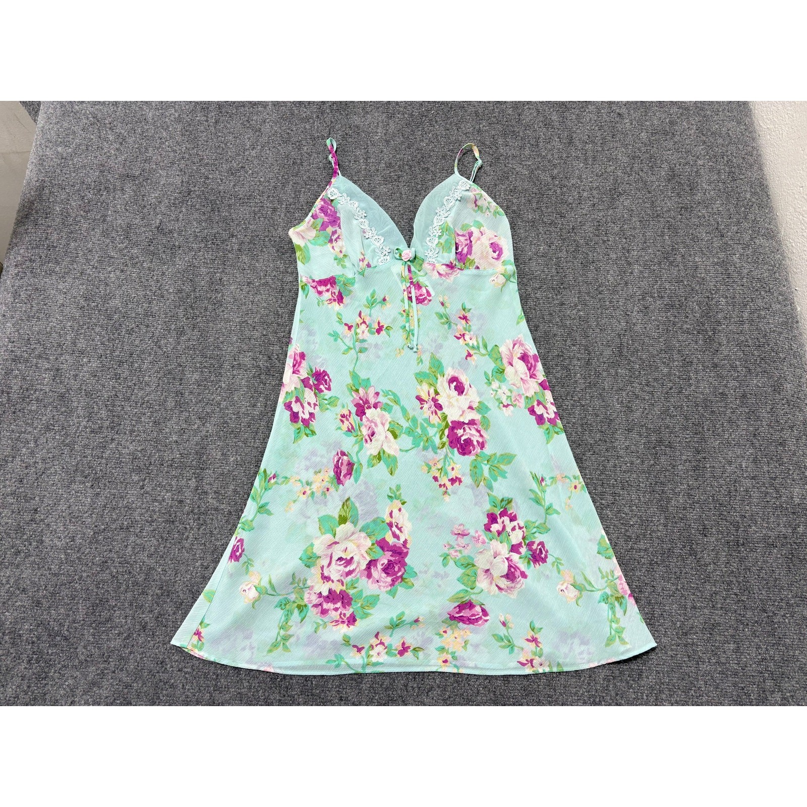 Enchanting Floral Dress – Teal / Pink Size Medium