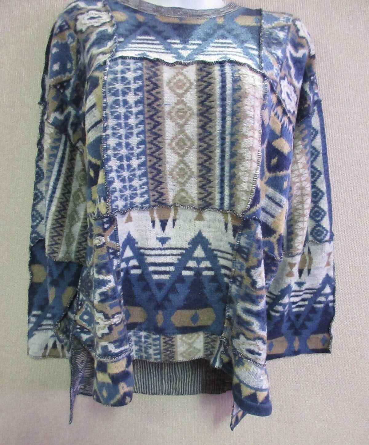 Vintage 90&rsquo;s Express Patchwork Slouch-Style Sweater GRUNGE One Size Fits S, M, L