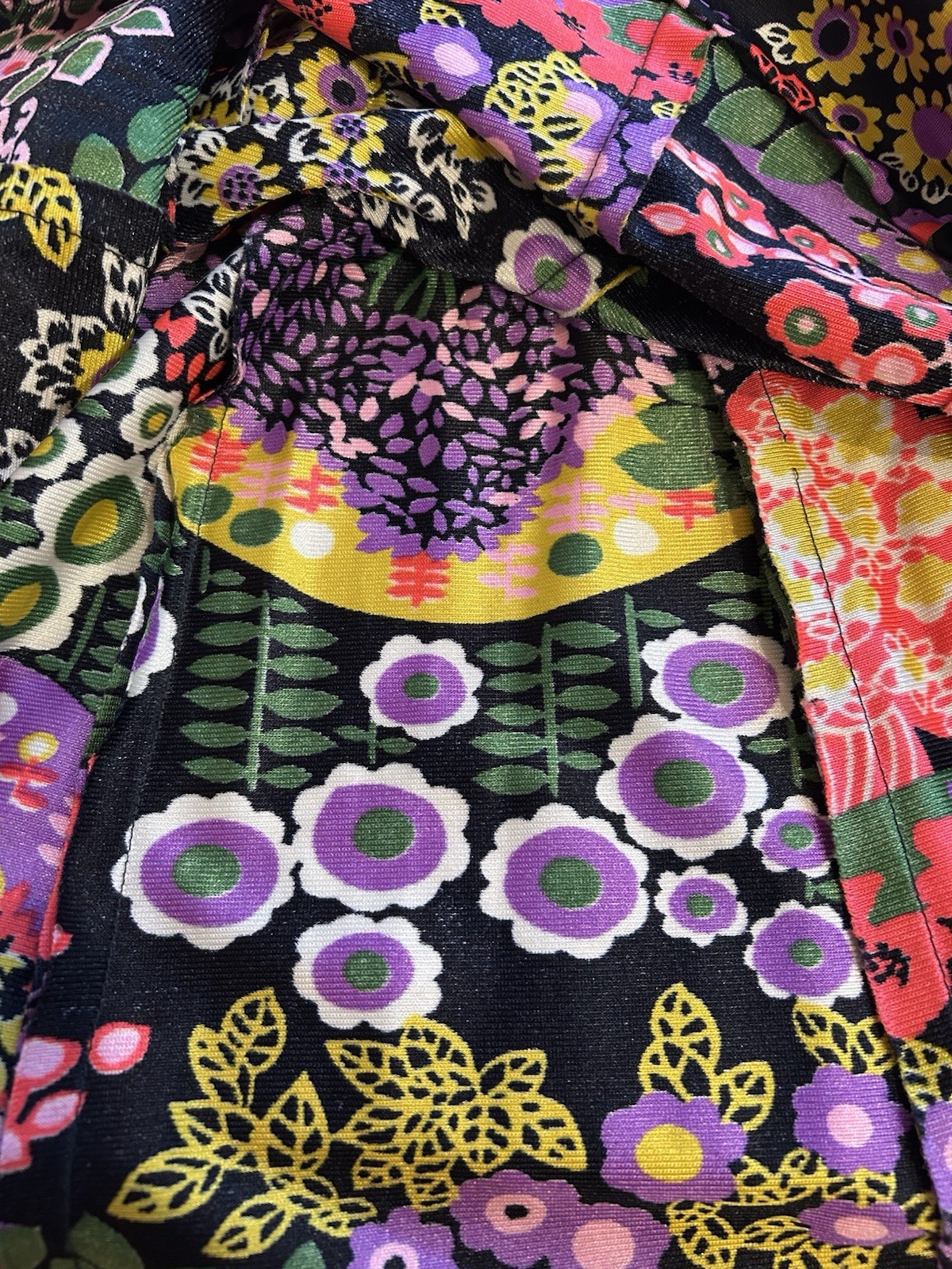 Vintage Psychedelic 60s 70s Floral Micro Mini Dress Groovy Trippy Baby Doll