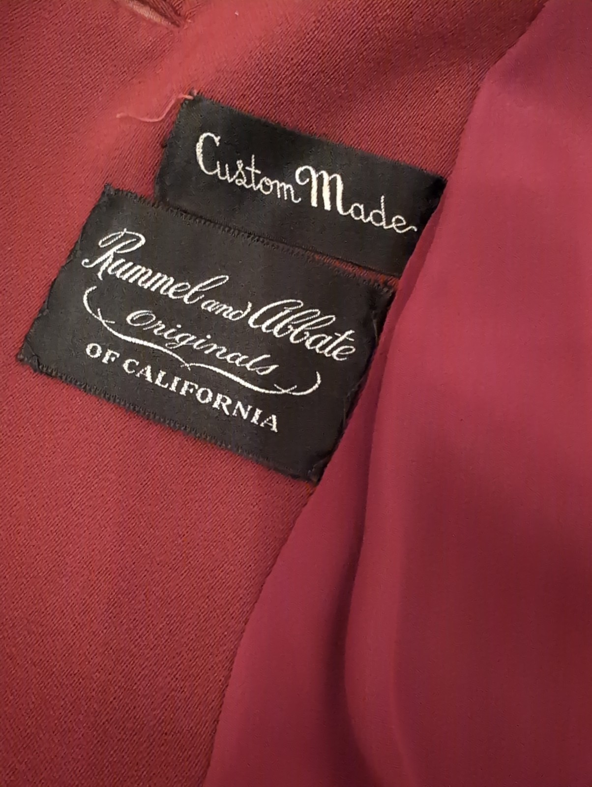 1940s Rummel Abbate California Custom Burgundy Gab Skirt Suit Vintage Wool