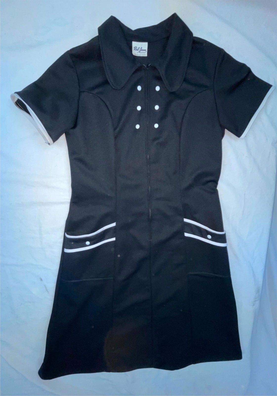 VTG 70S WOMENS S/M POLYESTER WAITRESS MAID DISCO RETRO GOGO UNIFORM DRESS
