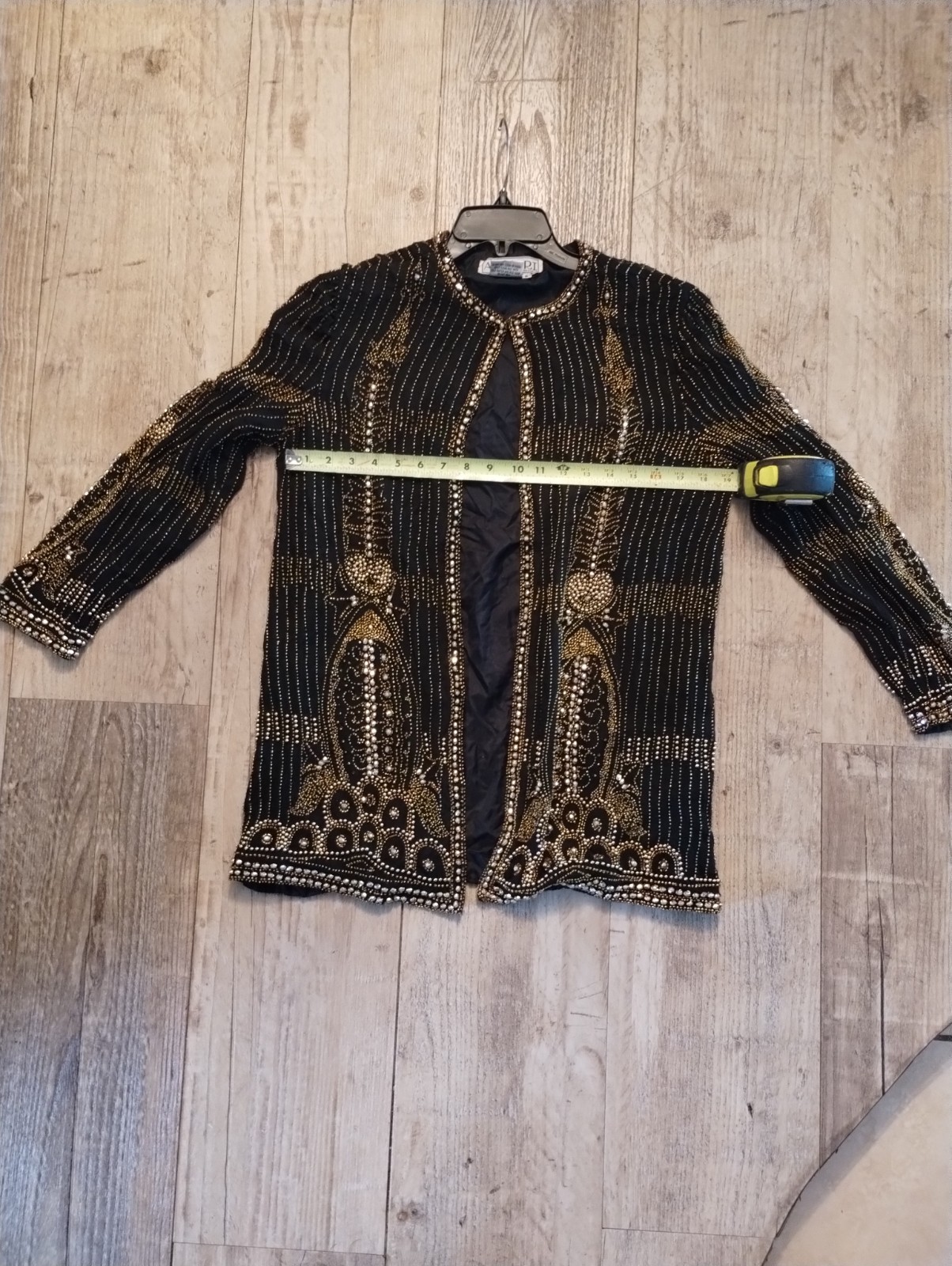 Vtg AJ Bari Beaded Sequin Evening Jacket Art Deco Cocktail Party Top Size L