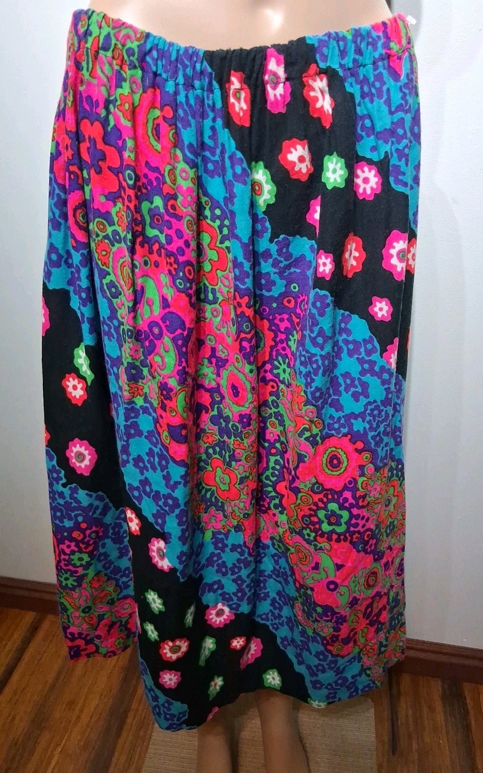 Kamehameha Vintage Floral Print Relaxed Midi Skirt Made In Hawaii Size S