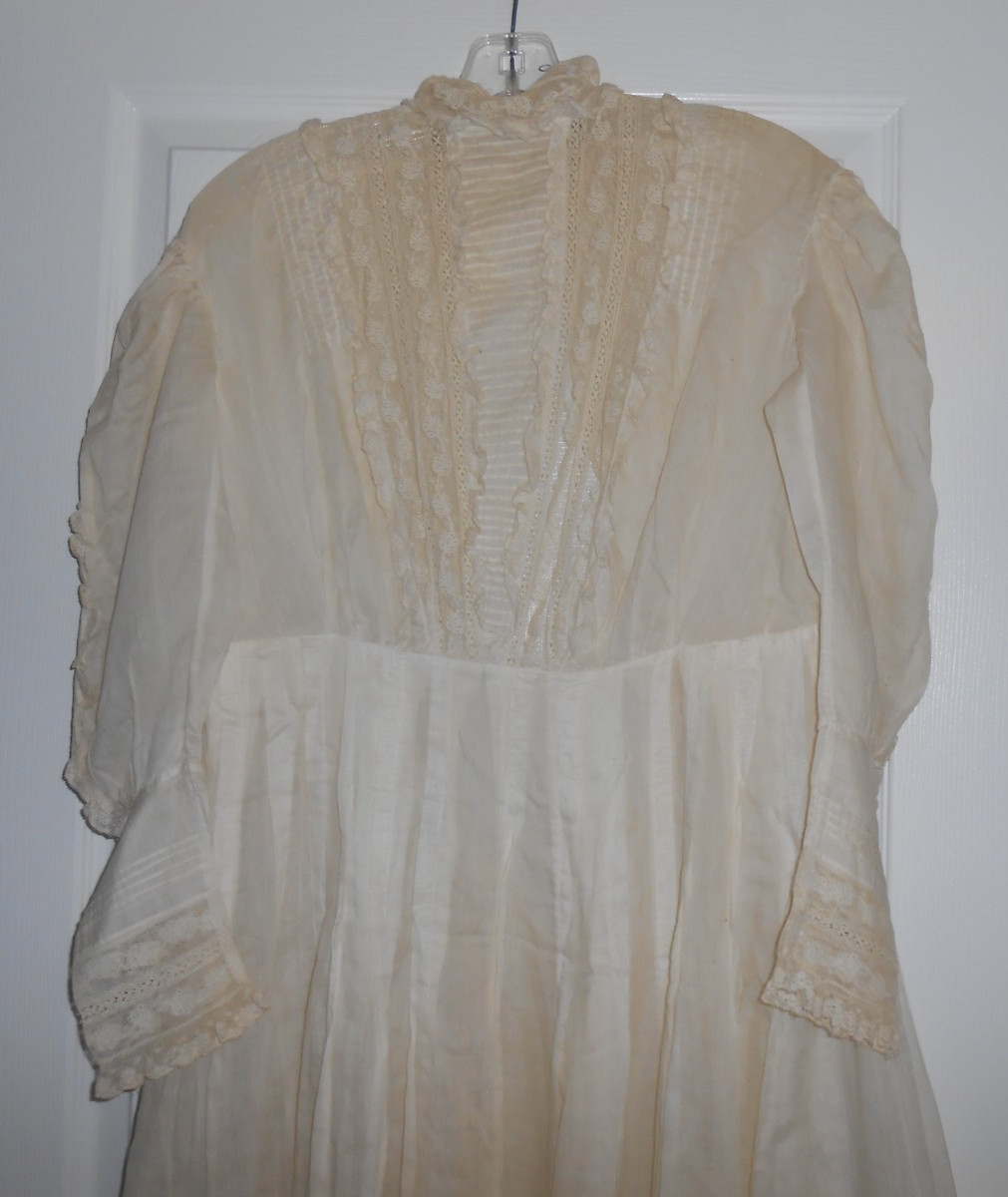 Vtg 1890s 1900s Victorian Edwardian DAY DRESS Lace Lawn Cotton FINE Handmade