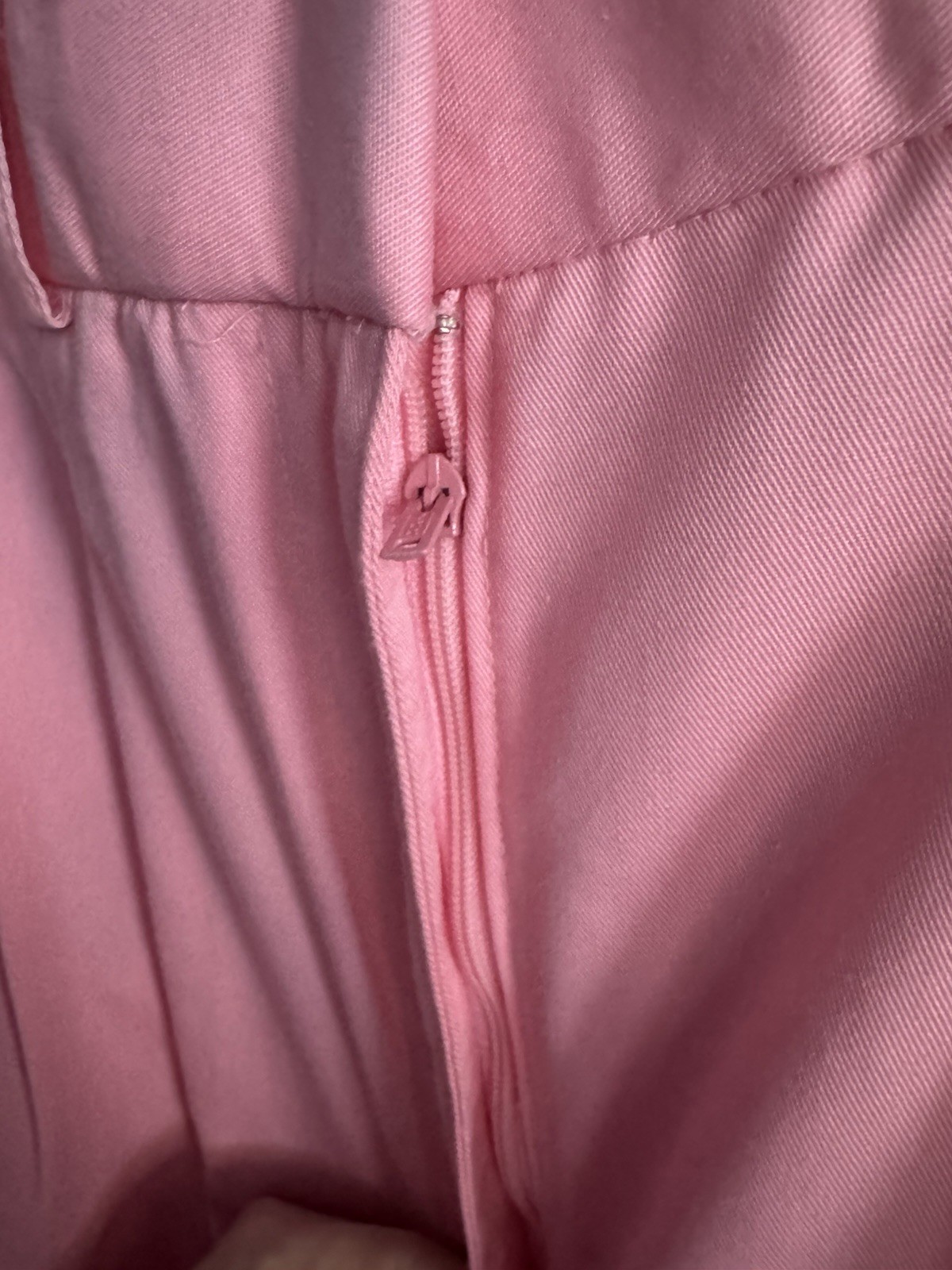 Vintage 1980s Pink Pleated Polyester Cotton Blend Pants High Waisted Rise