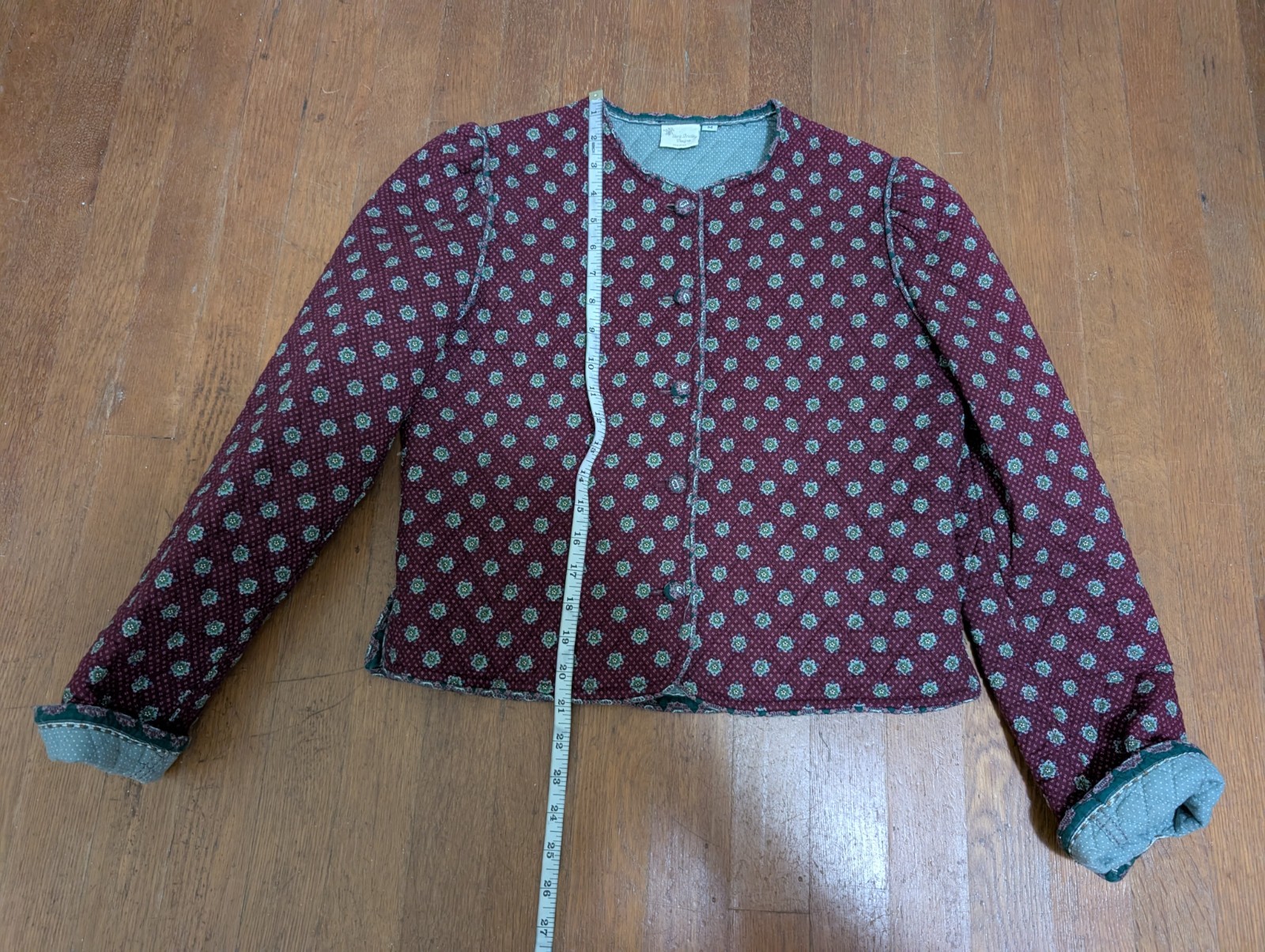 Vintage 80s Vera Bradley Quilted Jacket Tank Skirt & Sash Set Medium Maroon