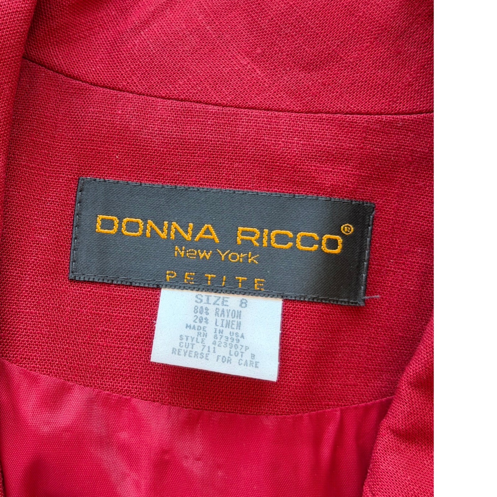 Vintage Red Button-Front Blazer Dress Size Medium Linen Blend Short Sleeve Shirt