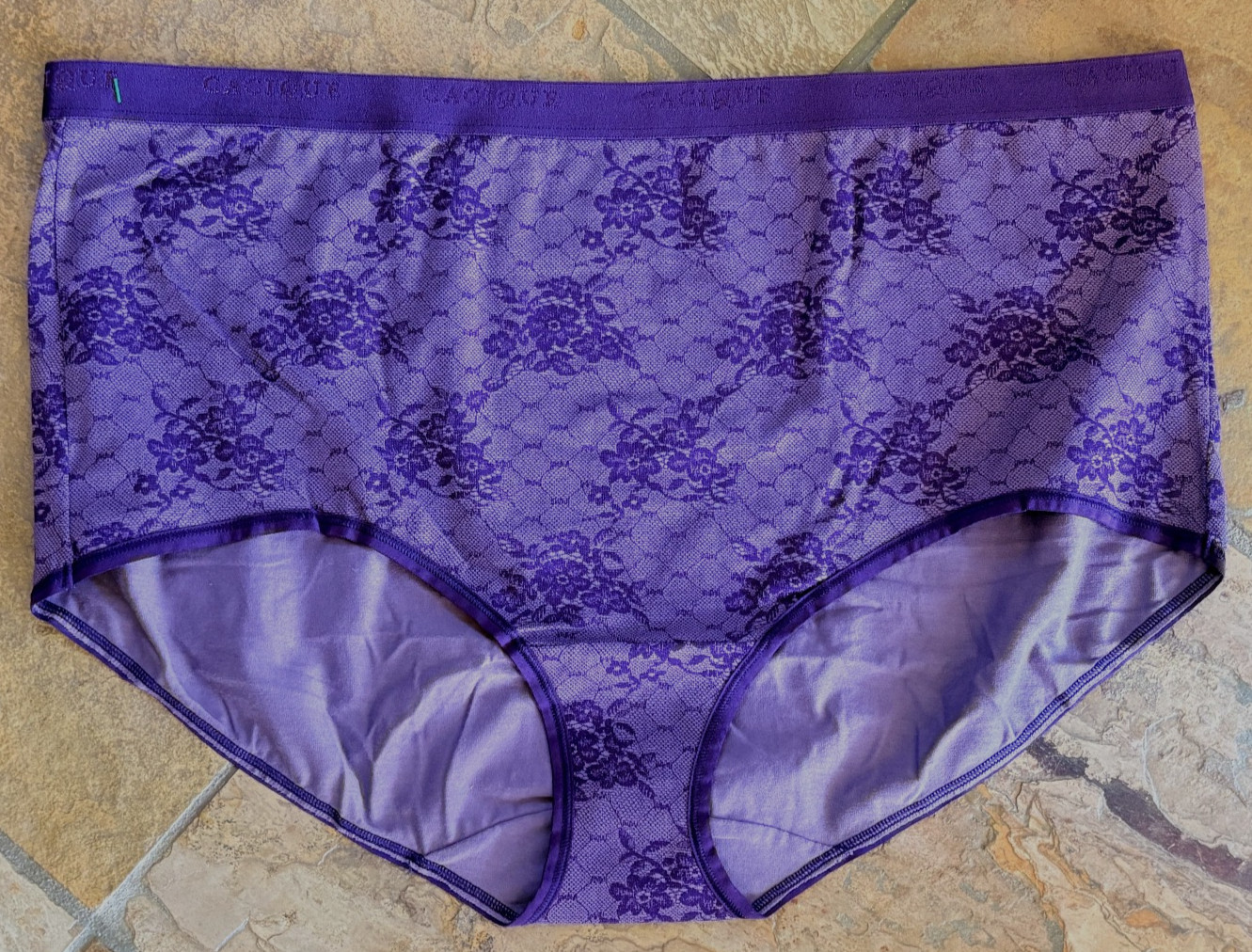 CACIQUE 22/24 Purple « Lace » Cotton Full Brief Panties NWOT