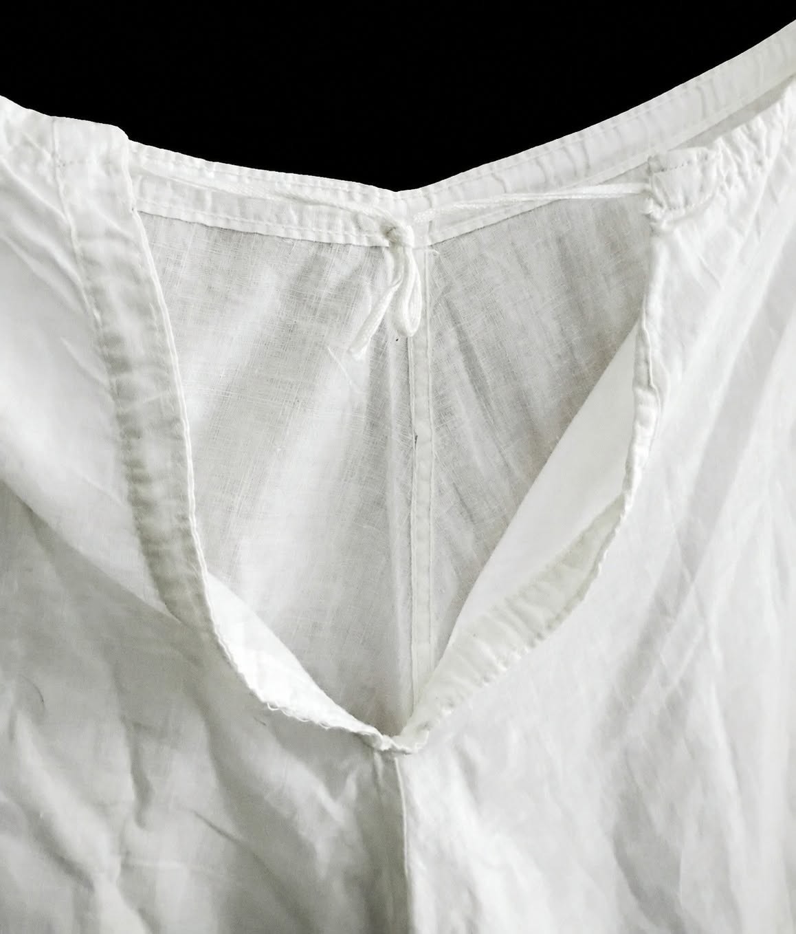 Antique 1910s White Cotton Closed Crotch Drawers Eyelet Trim Adjustable Size