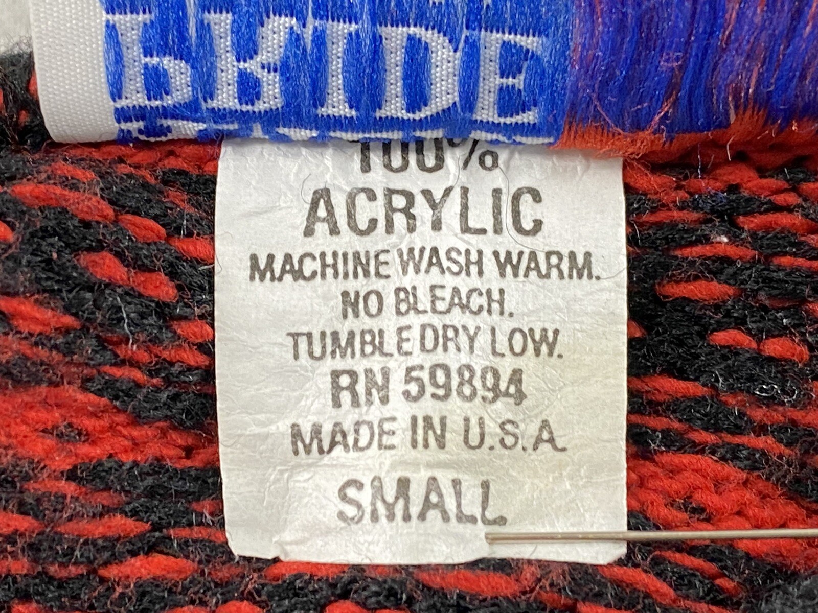Vintage American Pride Sweater Pullover Nordic Pattern Red Black Acrylic Size S