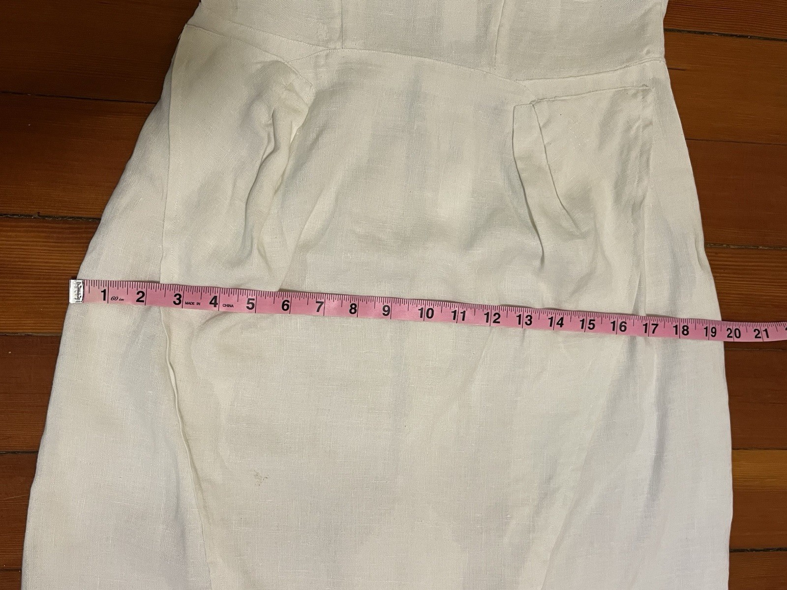 Vintage 1940s White Linen Strapless Dress Cutwork Summer Formal Wedding 40s