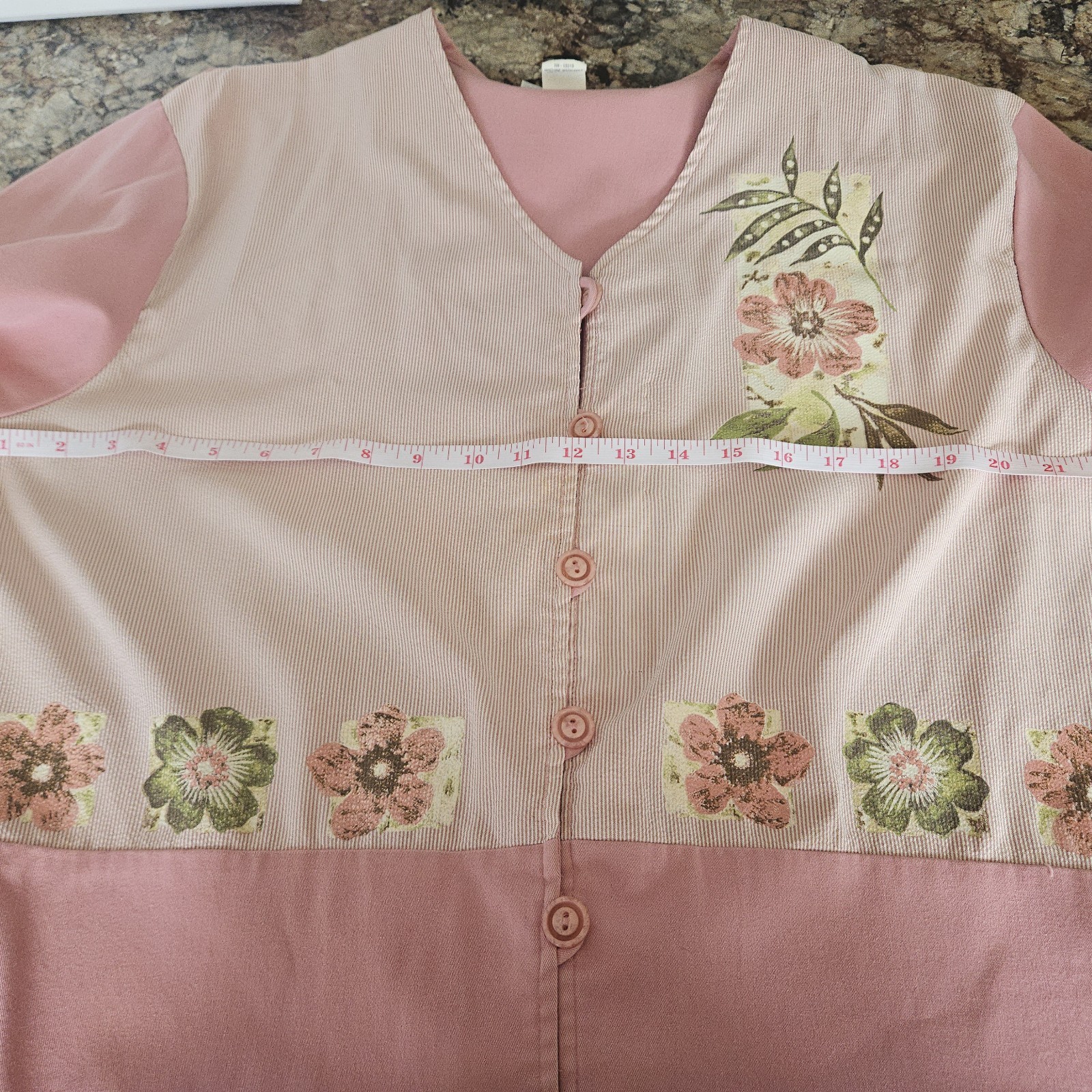Vintage Graff Pink Floral Patchwork Button Up Over Shirt 90s Grandmacore Large