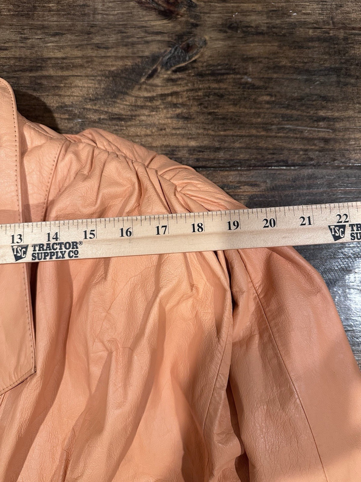Vintage 1980s Chia Peach Ruched Crop Creamy Matte Leather Jacket Sz S