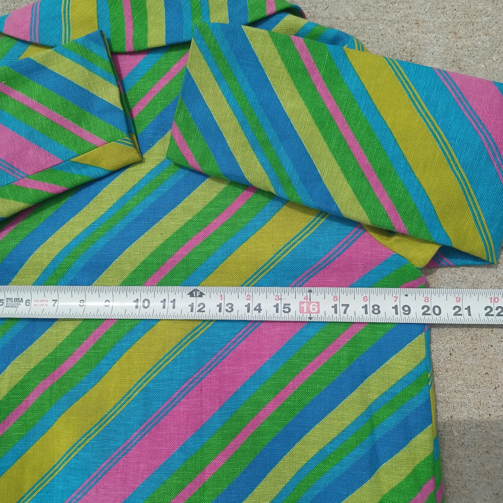 VTG 1960s Mod MCM Psychedelic Stripe jacket Coat ILGWU Union Made trench SZ S/M