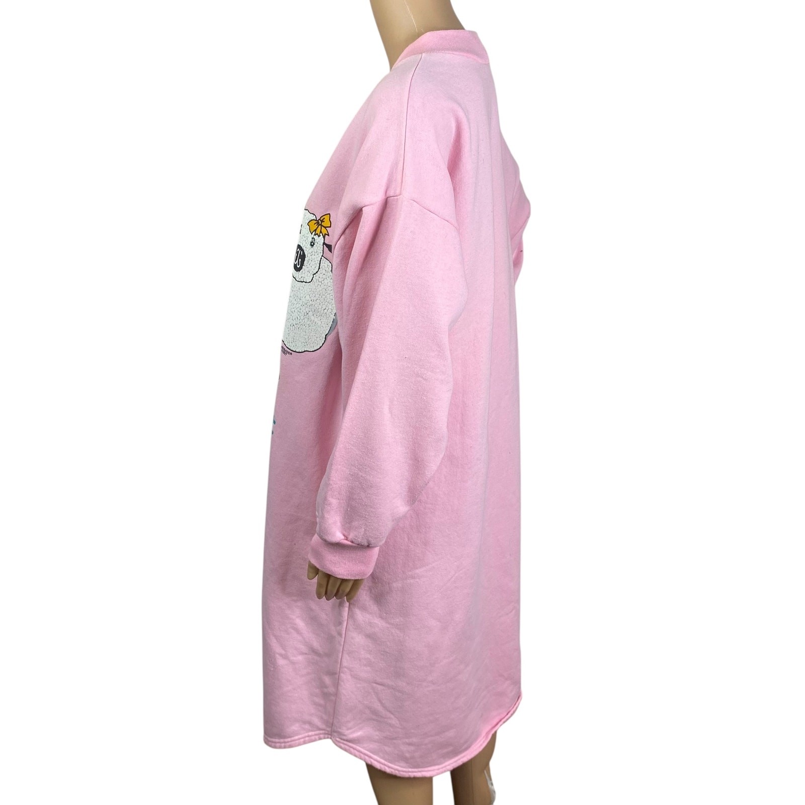 Vtg 1997 Artisans Sunschein Designs Sheep Shirt Pink Novelty Nightgown SZ L/XL