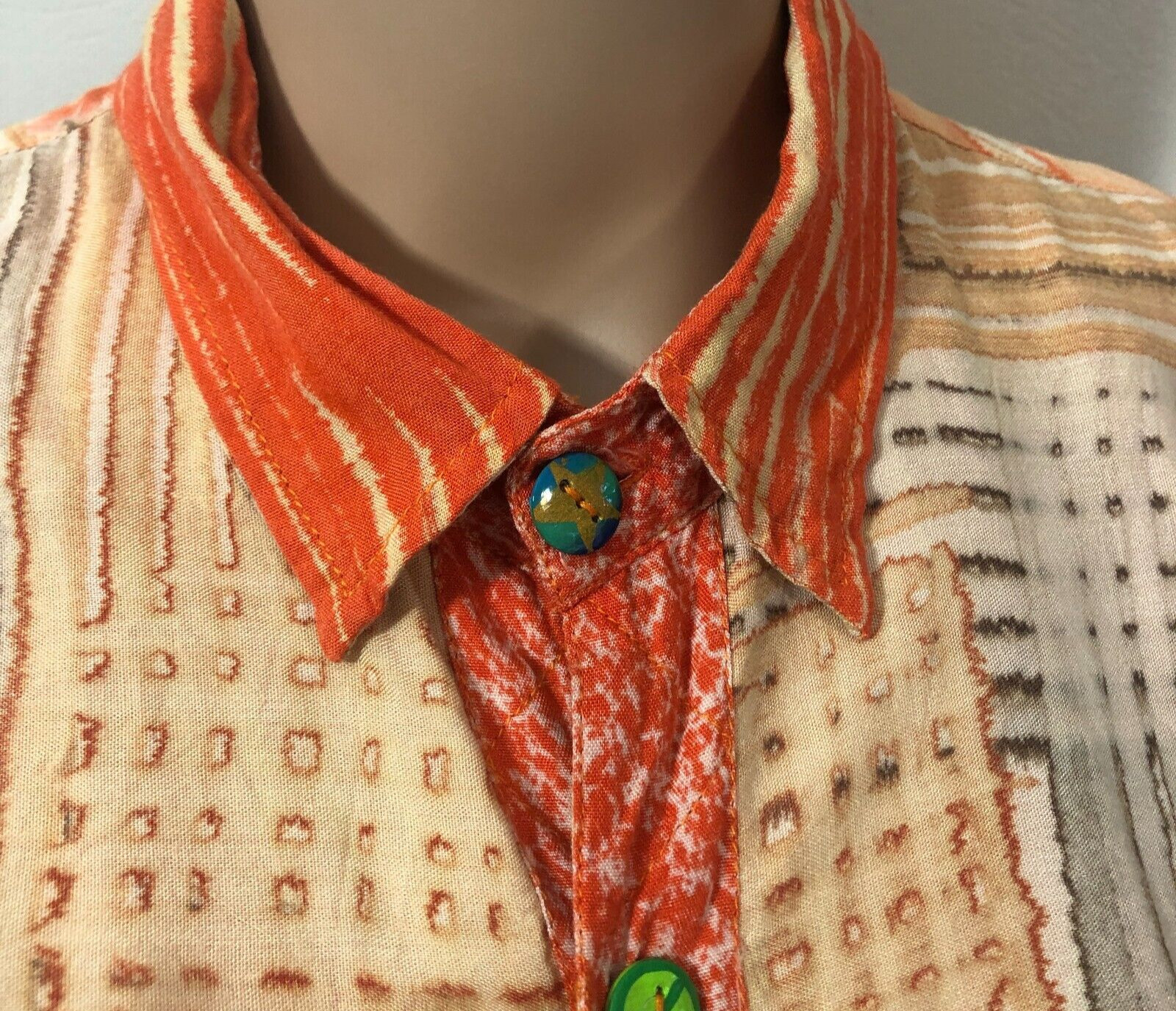 vtg Paul Ropp Button Shirt One Size Old America Rayon 1989 Fringe Western Boho