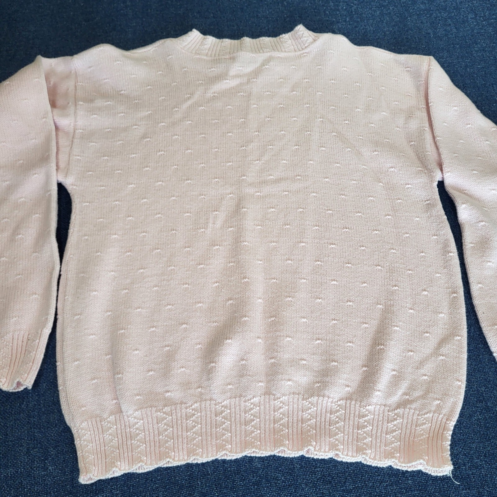 United States Sweaters Vintage Pink Floral Cotton Knit Pullover Made in USA Med
