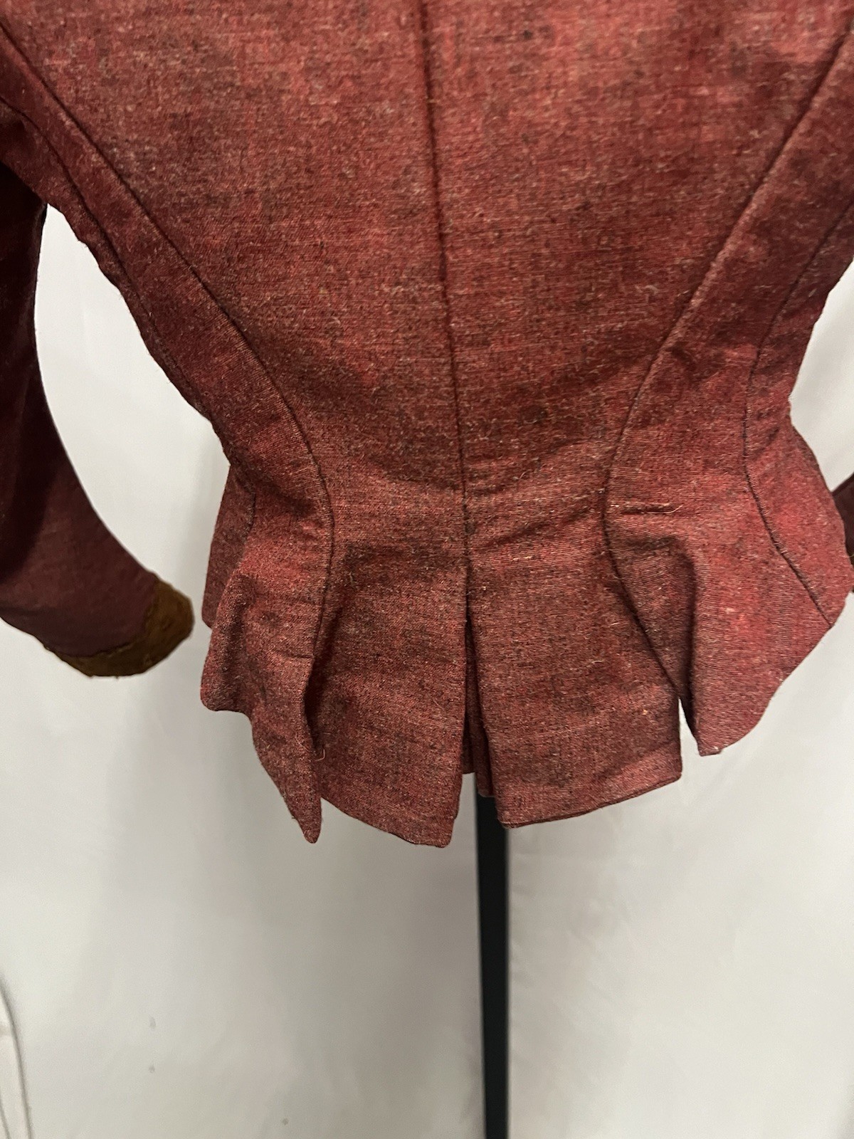 1880’s Winter Wool Bodice For Bustle Gown. Red/Brown With Black & White