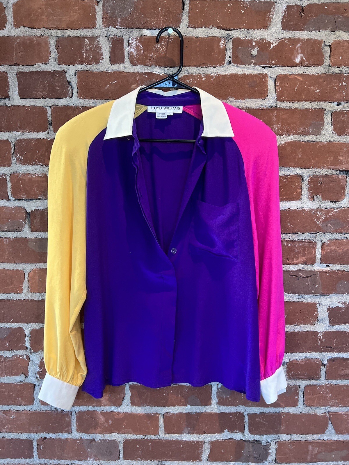 Vintage Lloyd Williams Secretary Blouse Purple Long Sleeve Button Up