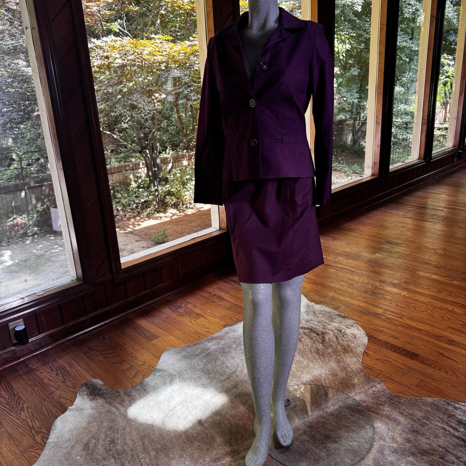Vintage Pendleton Womens Purple Plum Cotton Skirt Suit Set Size 8 Academia