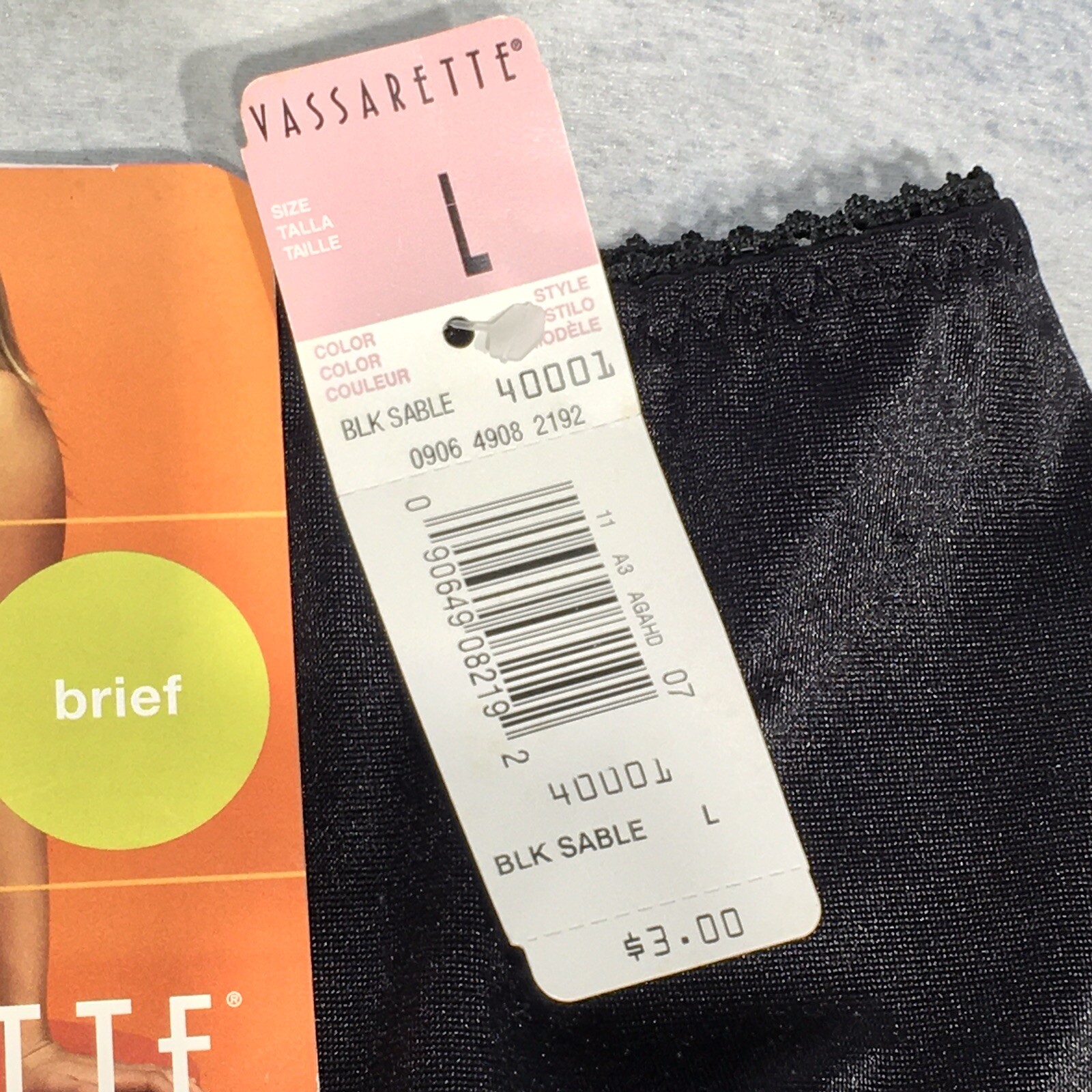 90s NWT DEADSTOCK Vassarette Shapewear Brief Undershapers Black Satin Large Vtg