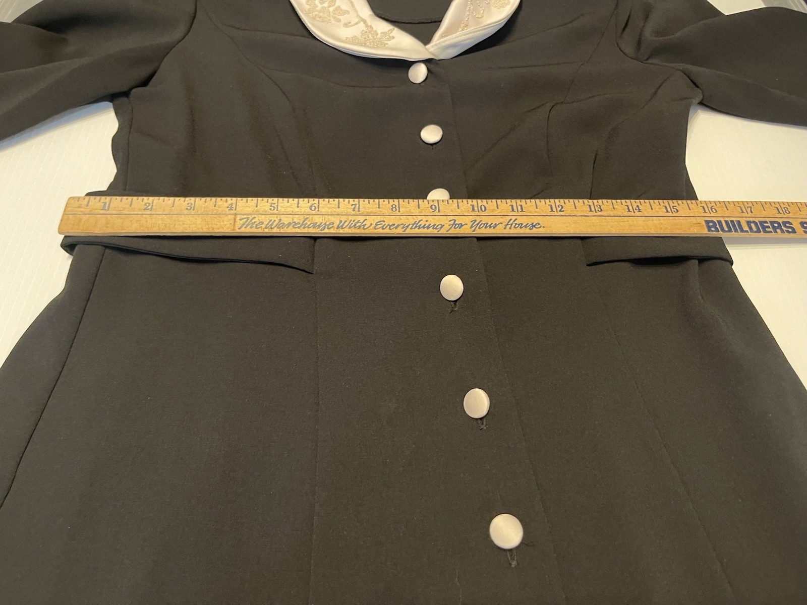 Vintage Miss Dorby Black Button Front Long Coat Dress Size 8