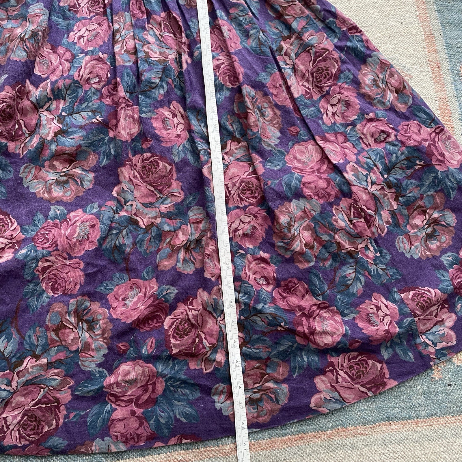 Vintage Laura Ashley Dress Floral Size 10 Wool Cotton Blend Long Sleeve Modest