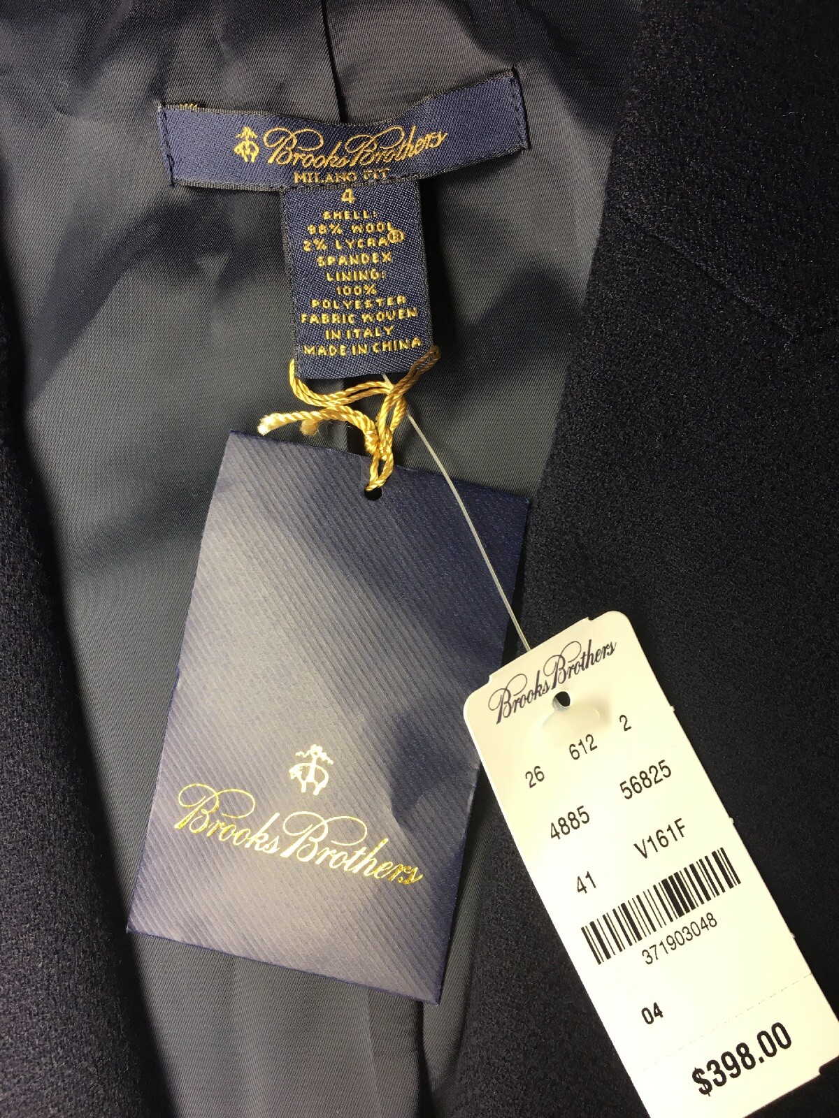 Brooks Brothers Milano Fit Blazer Jacket Size 4 Navy Blue Women’s NWT $398 MSRP