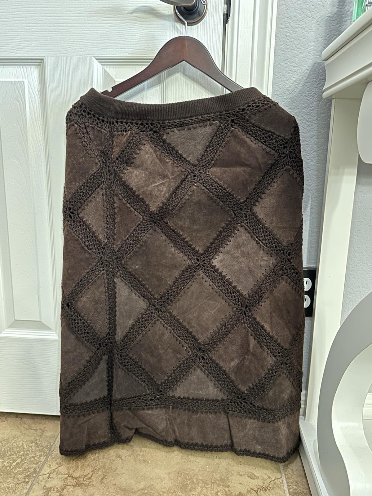 Vintage Harold’s Suede And Crochet Trim Skirt – Out Of Manufacture