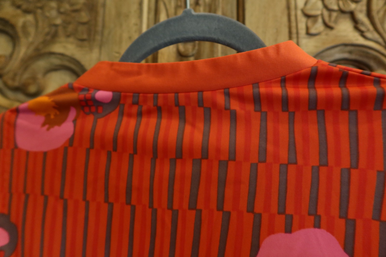 Vintage 70s E-Stewart USA Maxi Dress Orange Pink Psychedelic Pool Party M/L