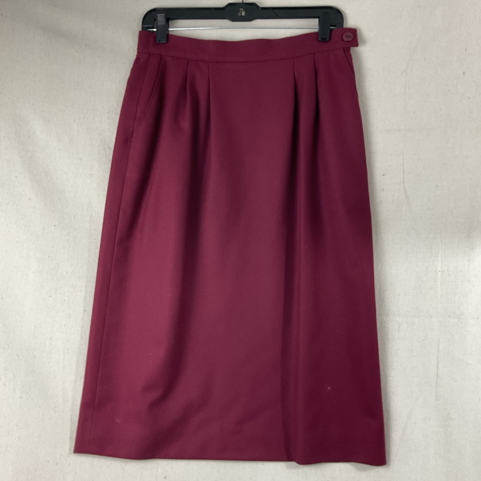 Pendleton Pure Virgin Wool Womens Petite Sz 10 Burgundy Blazer 2 Skirt Set VTG