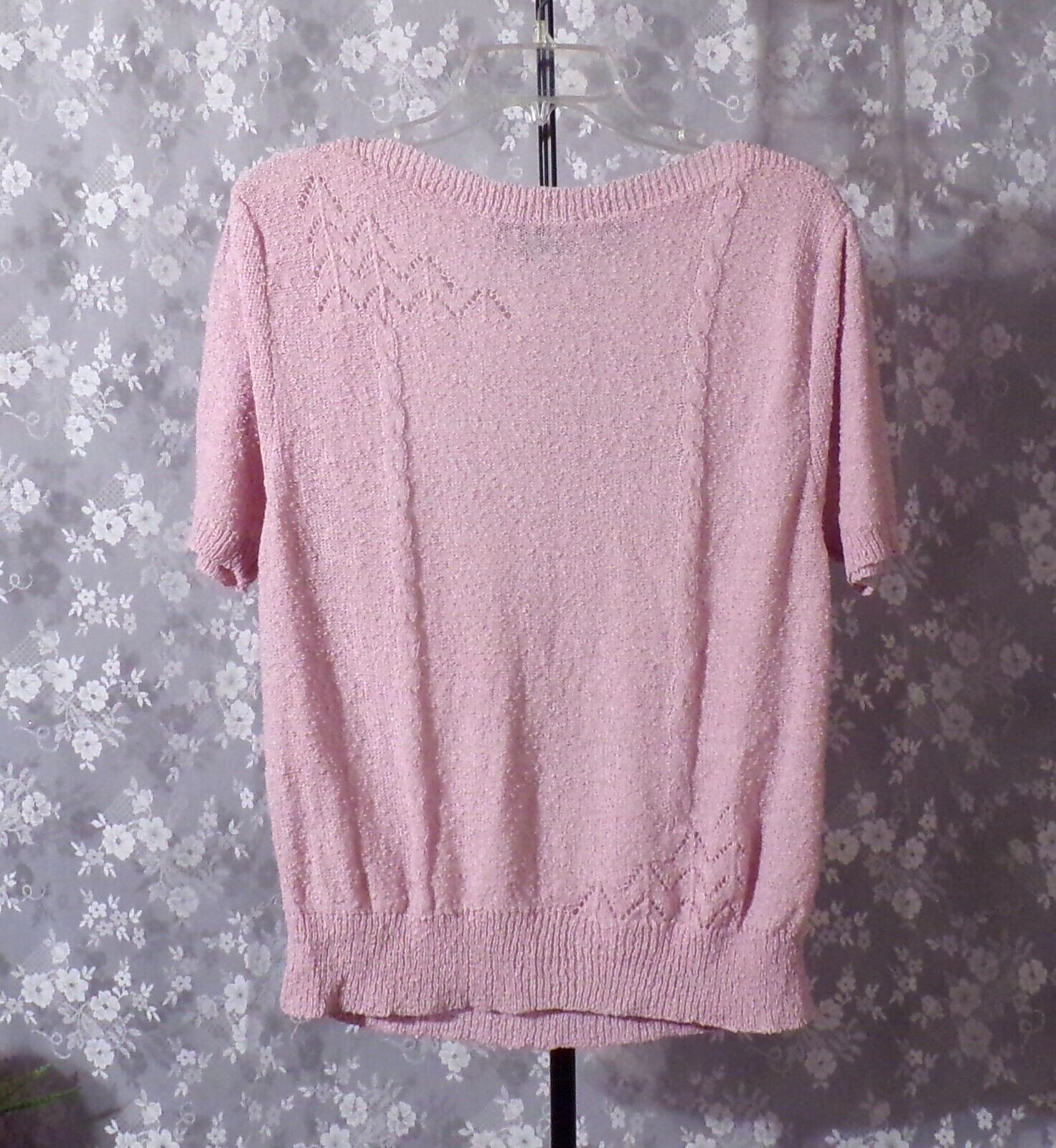 Vintage 80s Purple Top Size Large 1980s Retro Pastel Granny Cottage Feminine