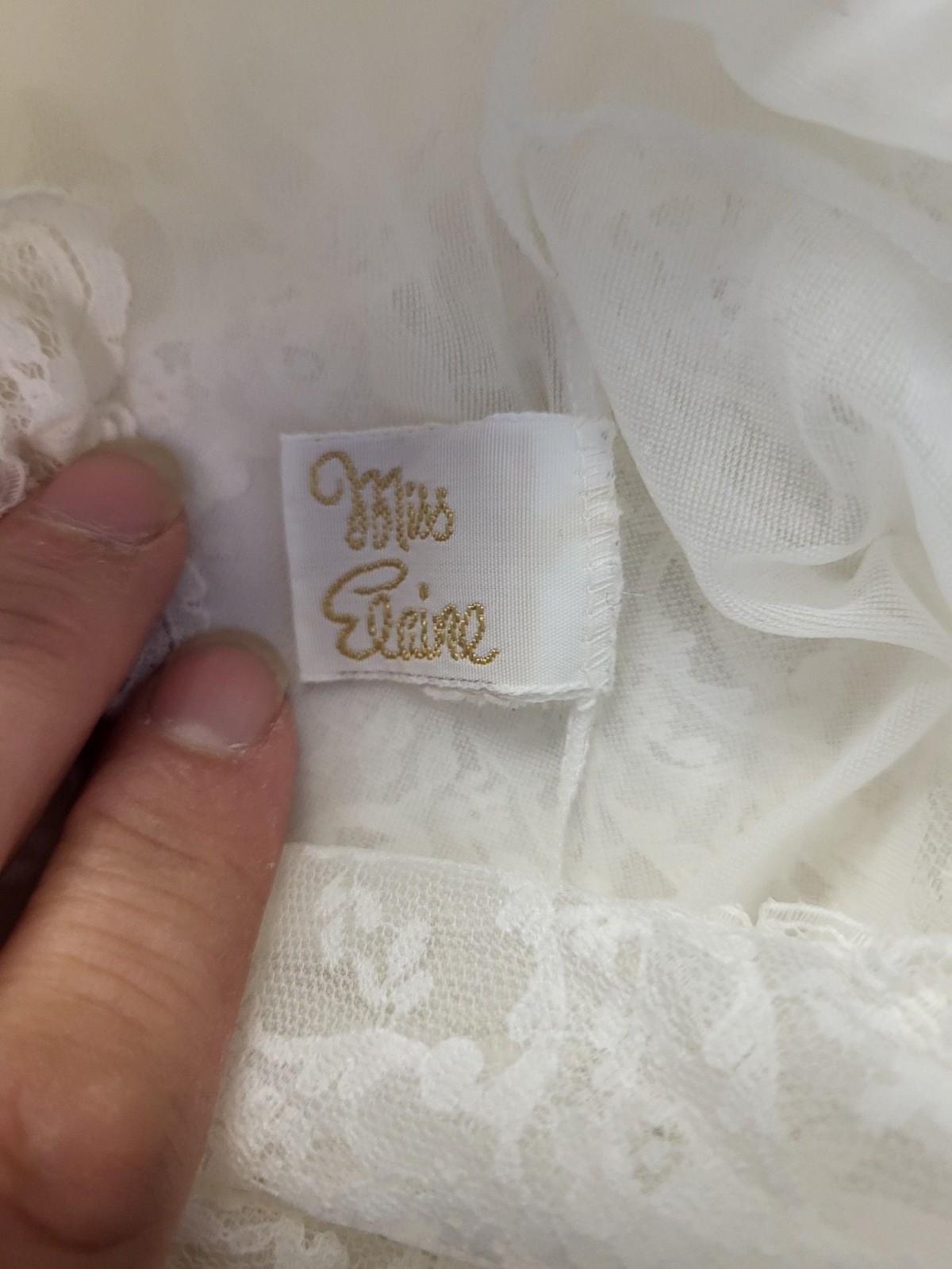 Vintage Miss Elaine Ivory Floral Lace Maxi Peignoir Long Robe Gown