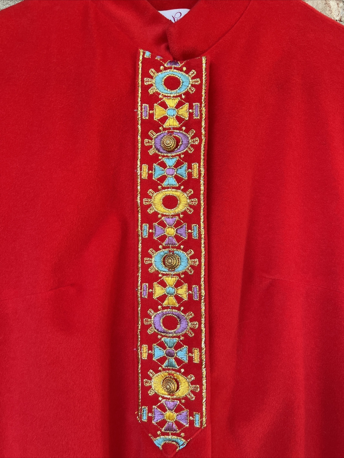 VTG 60&rsquo;s UNION MADE Evelyn Pearson SMALL Felt Robe Velvet Asian Housecoat Dress
