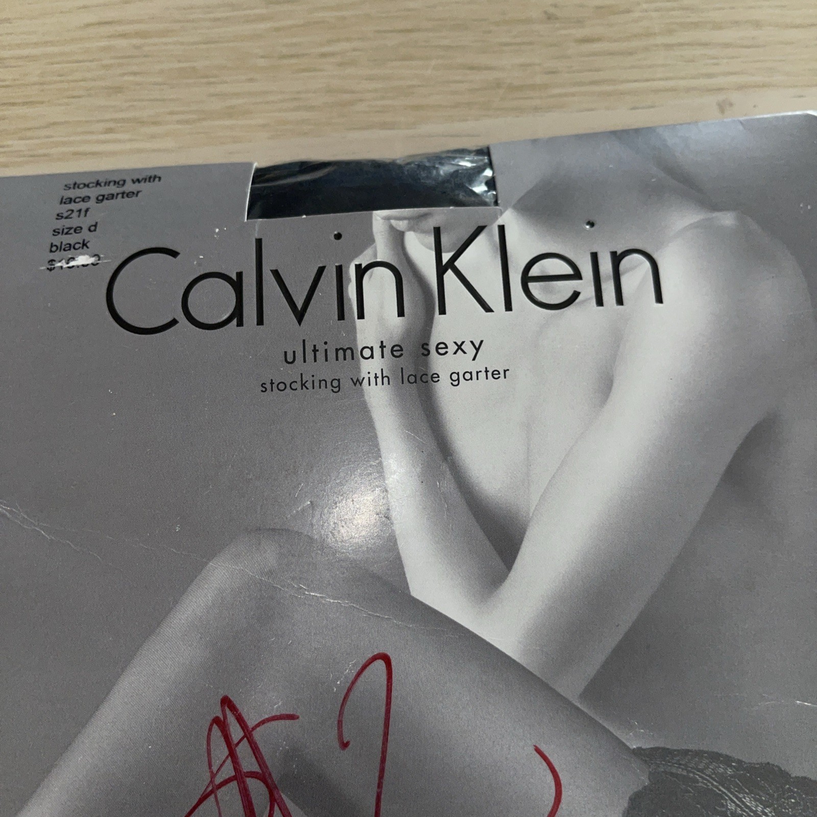 Calvin Klein Ultimate Sexy Stocking W/Lace Garter Size D Black s21f