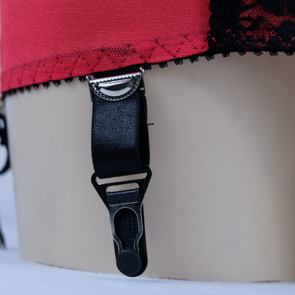 Luxallacki Open Bottom Girdles Lace Panel 6 Straps Garter Belt Underwear