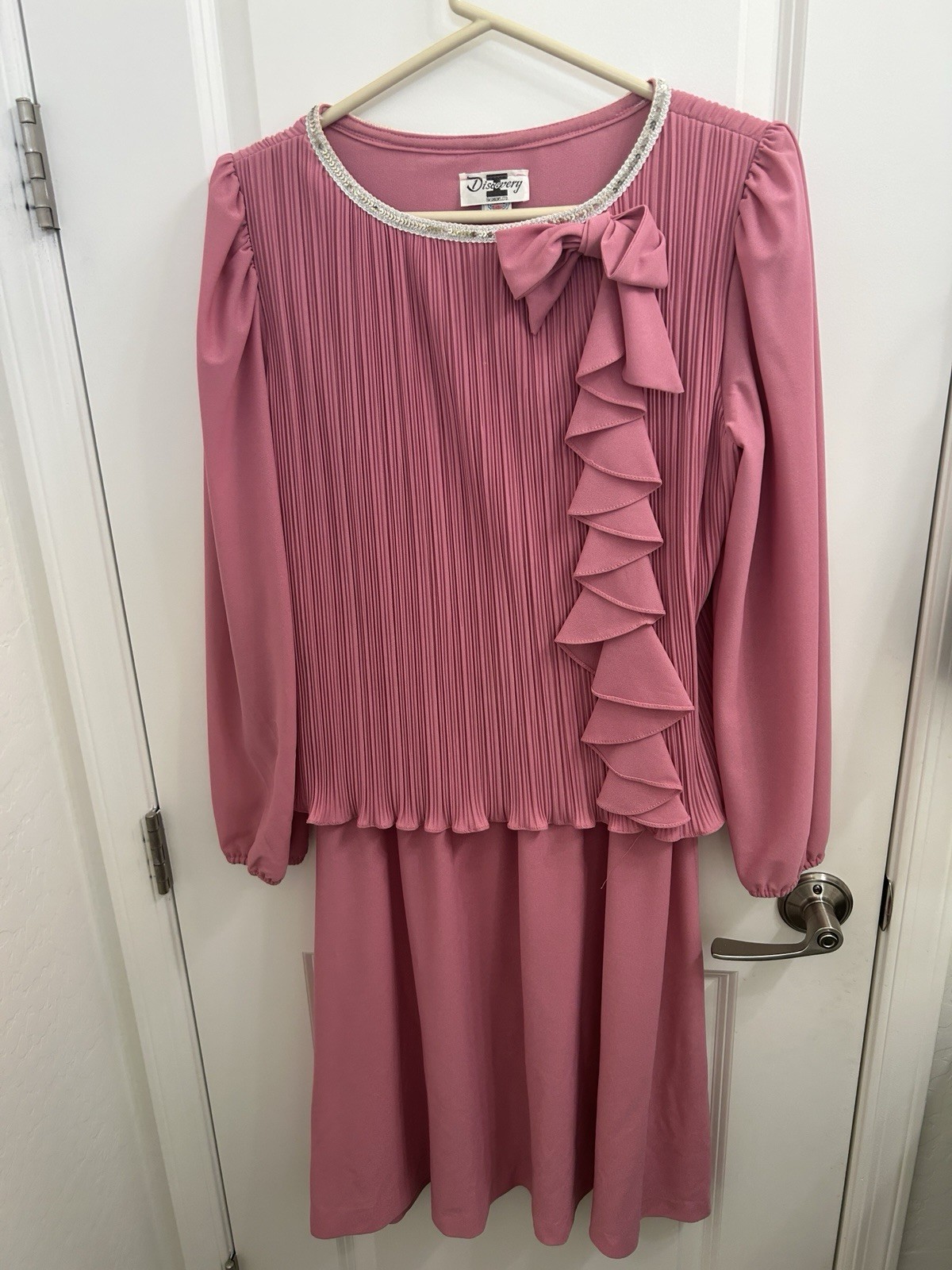 Vintage Pink Dress W/ Sequins Cocktail Evening Party Polyester Size 12