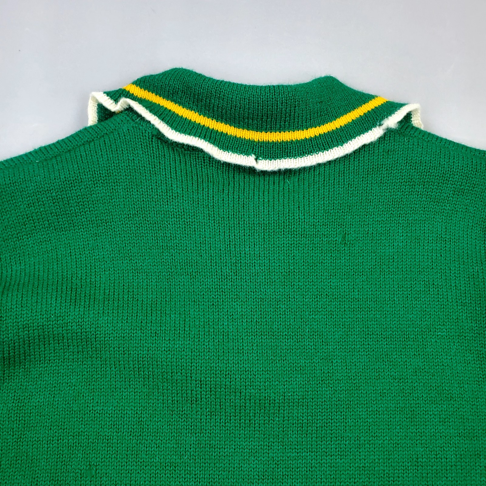 Vintage 1950s Varsity Cheer Sweater Womens USA Made Kelly Green Virgin Wool 60s