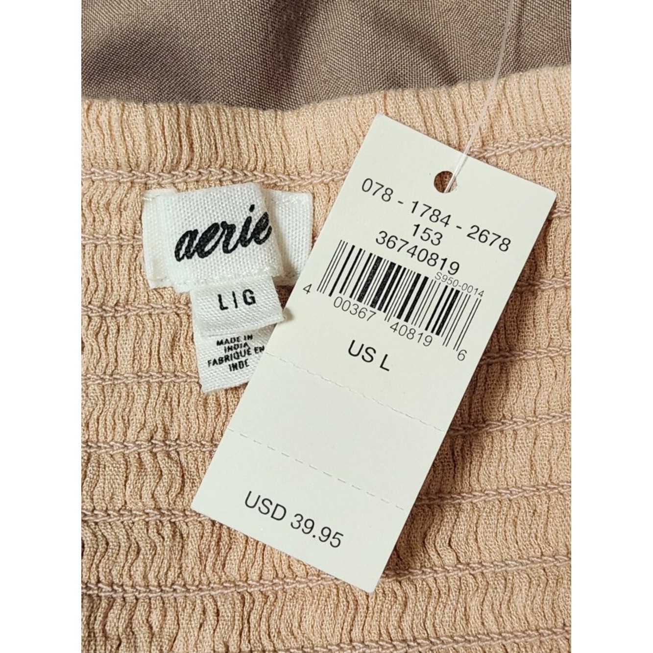 AERIE Front Tie Smocked Cami – Large – NEW NWT