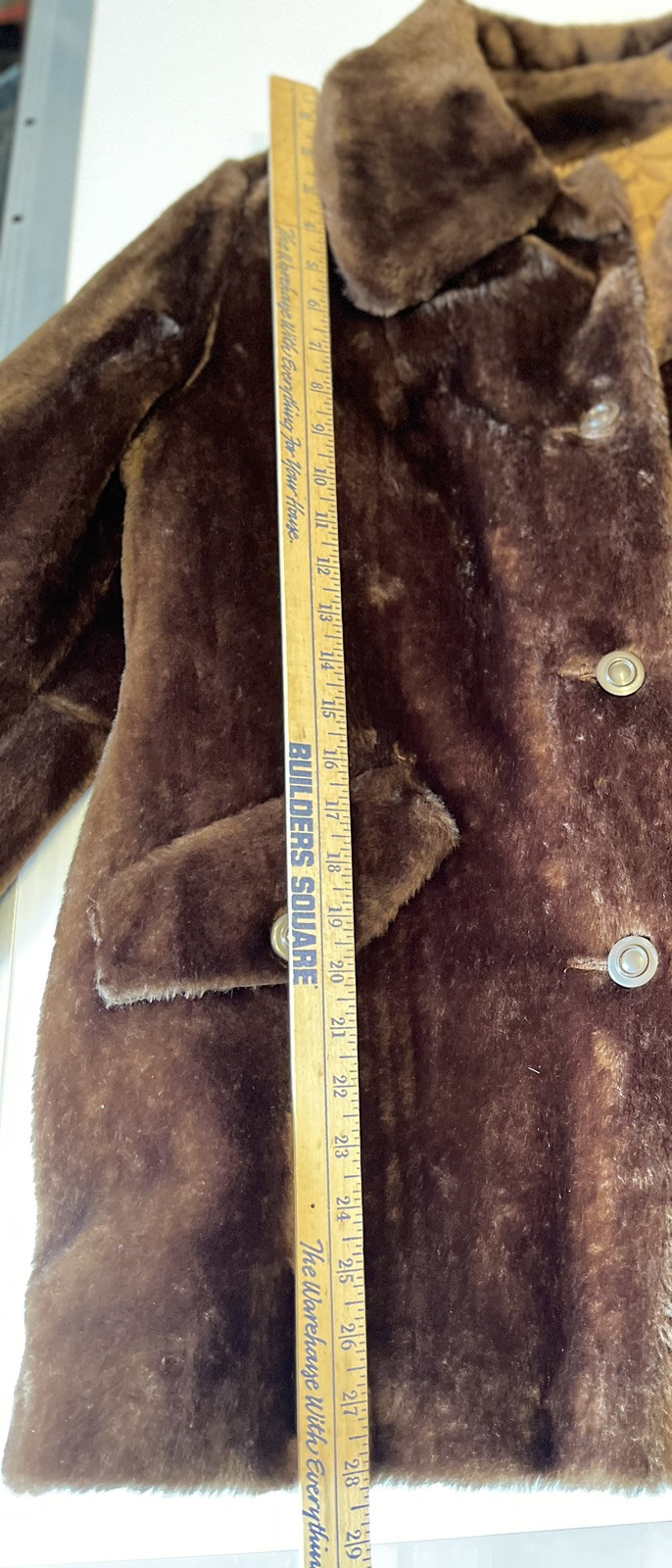 70s Sears Fashions Teddy Bear Double Breasted Coat Faux Fur Sherpa Brown